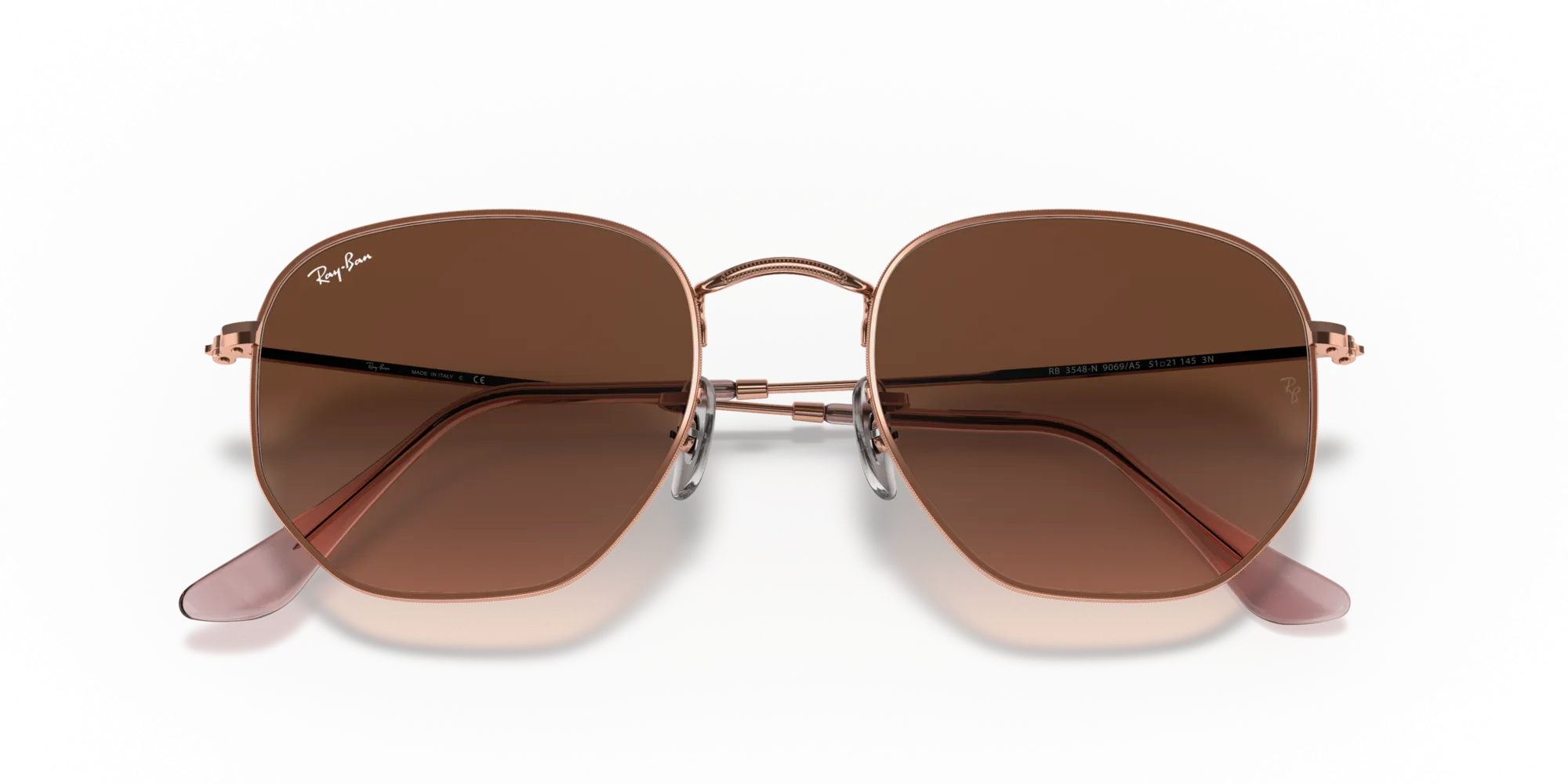 Ray - Ban RB3548N HEXAGONAL 9069A5 Occhiali da sole Metallo Bronzo Marrone Geometrica Normale Sfumato - immagine 2