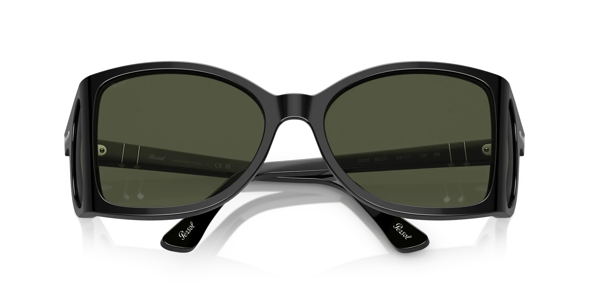 Persol PO0005 95/31 Occhiali da sole Acetato Nero Verde Squadrata Normale - immagine 2