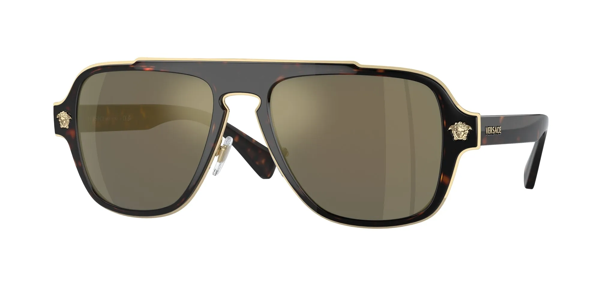 Versace VE2199 12524T Occhiali da sole Metallo Tartaruga Grigio Geometrica Specchiate - immagine 1