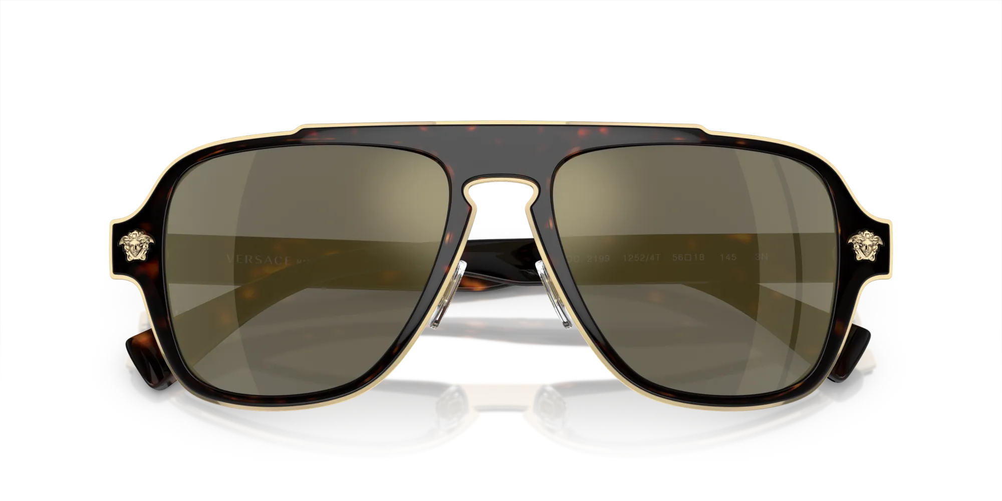 Versace VE2199 12524T Occhiali da sole Metallo Tartaruga Grigio Geometrica Specchiate - immagine 2