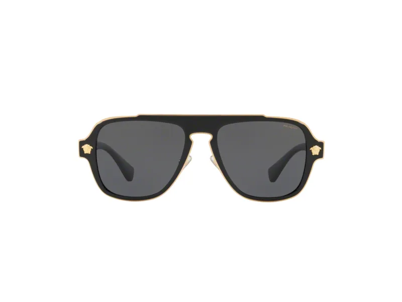 Versace VE2199 100281 Occhiali da sole Metallo Nero Grigio Geometrica Polarizzata - immagine 2