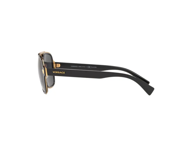 Versace VE2199 100281 Occhiali da sole Metallo Nero Grigio Geometrica Polarizzata - immagine 4