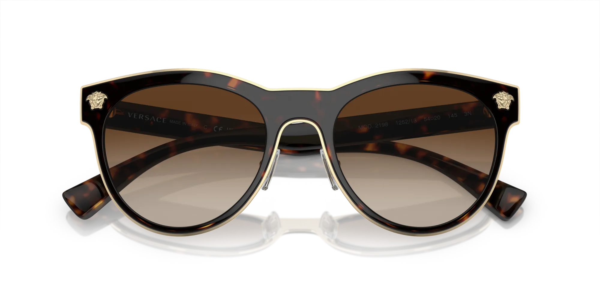 Versace VE2198 125213 Occhiali da sole Metallo Tartaruga Marrone Pantos Normale Sfumato - immagine 2