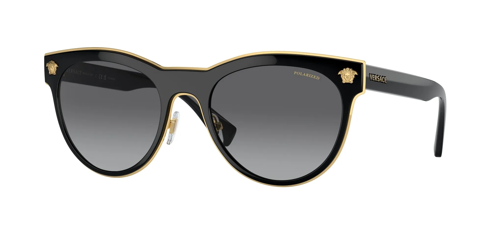 Versace VE2198 1002T3 Occhiali da sole Metallo Nero Grigio Pantos Polarizzata Sfumato - immagine 1