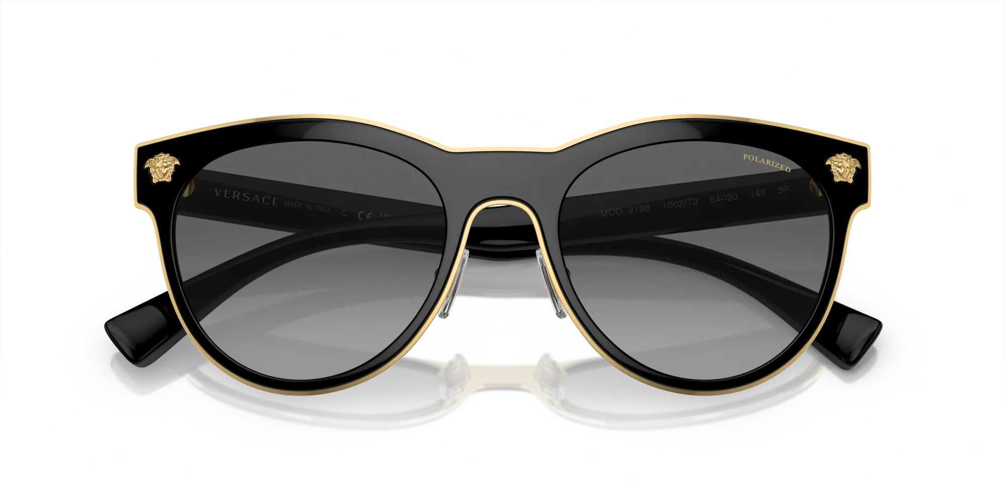 Versace VE2198 1002T3 Occhiali da sole Metallo Nero Grigio Pantos Polarizzata Sfumato - immagine 2