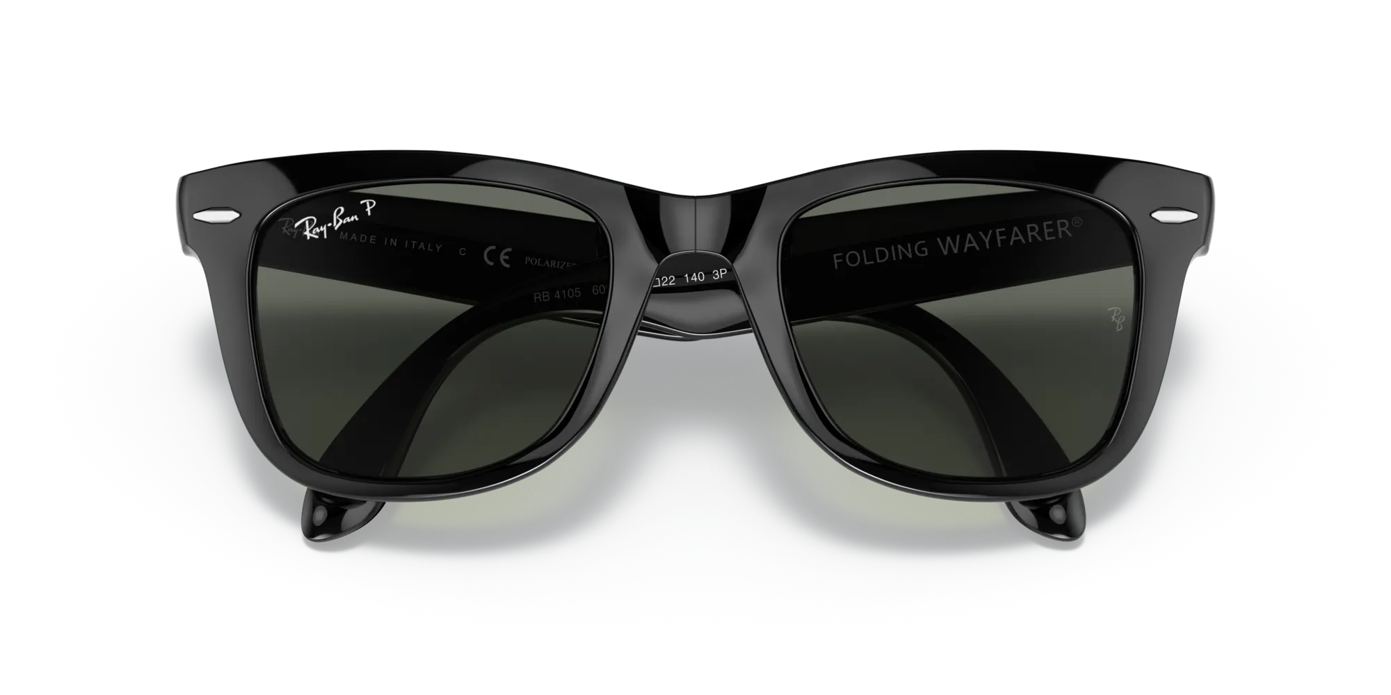 Ray - Ban RB4105 FOLDING WAYFARER 601/58 Occhiali da sole Iniettato Nero G15 Squadrata Polarizzata - immagine 2