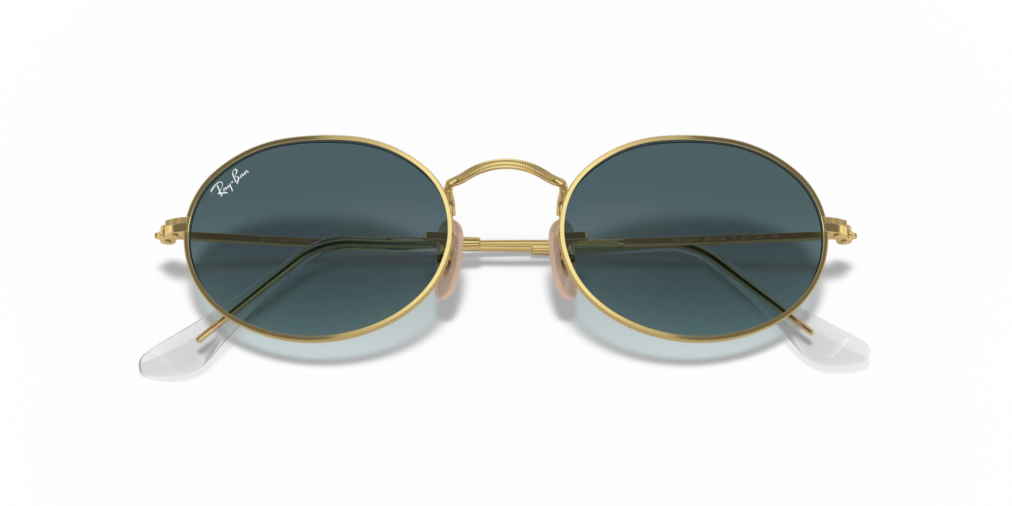 Ray - Ban RB3547 OVAL 001/3M Occhiali da sole Metallo Oro Blu Rotonda Normale Sfumato - immagine 2