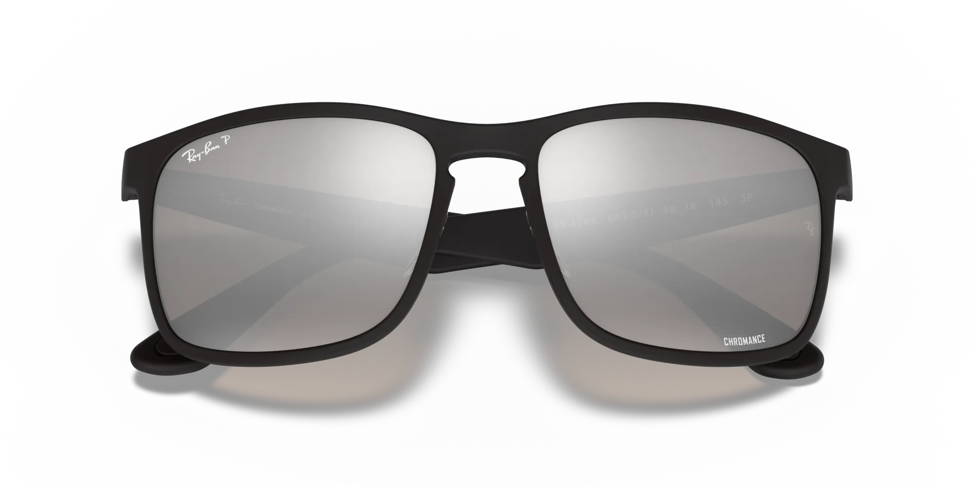 Ray - Ban RB4264 601S5J Occhiali da sole Iniettato Nero Argento Squadrata Polarizzata Specchiato - immagine 2