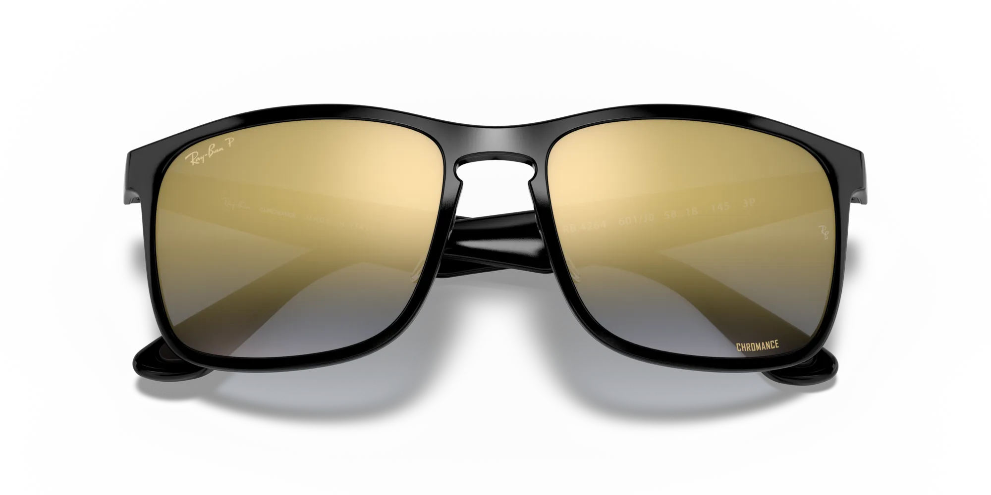 Ray - Ban RB4264 601/J0 Occhiali da sole Iniettato Nero Blu Squadrata Polarizzata Sfumato - immagine 2