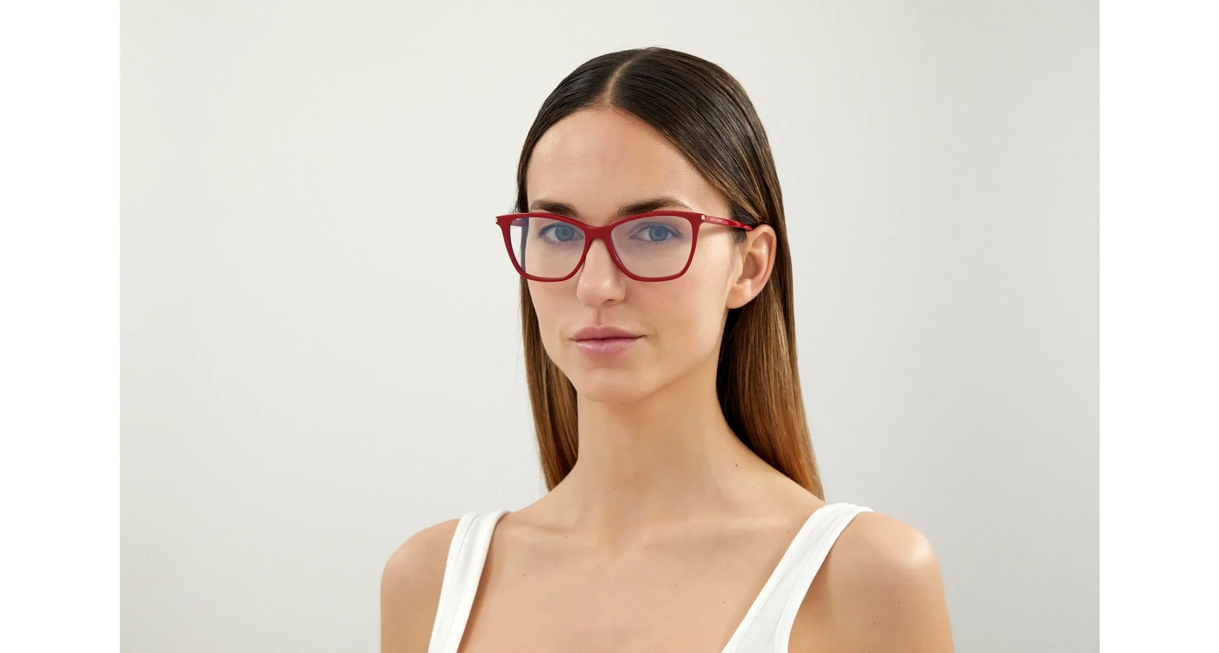 SAINT LAURENT SL 259 003 Montature da vista Acetato Rosso Squadrata ["Antiriflesso"] - immagine 2