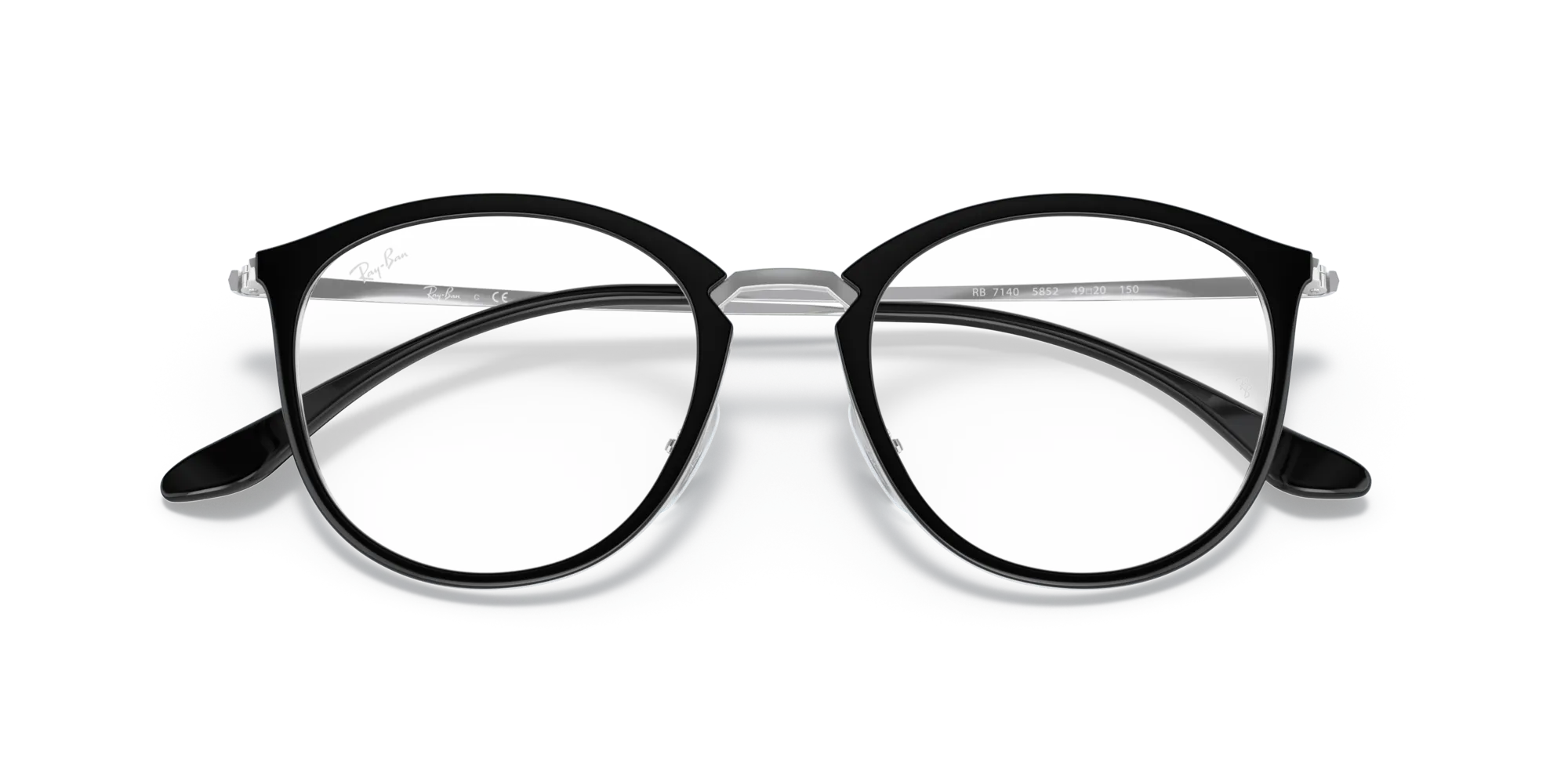 Ray - Ban RX7140 5852 Montature da vista Iniettato Nero Trasparente Pantos Normale - immagine 2