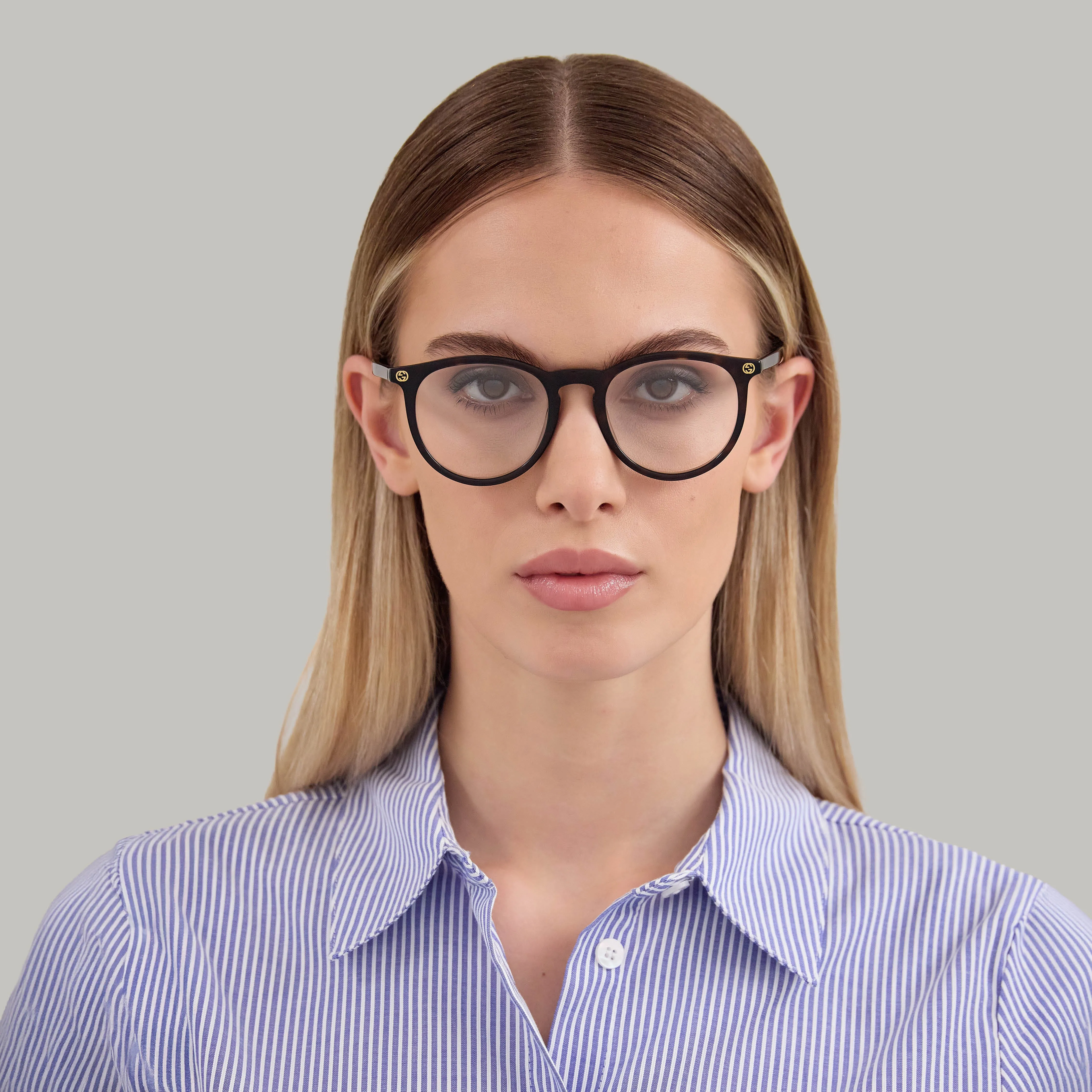 Gucci GG0027O 002 Montature da vista Plastica Havana Trasparente Rotonda - immagine 3