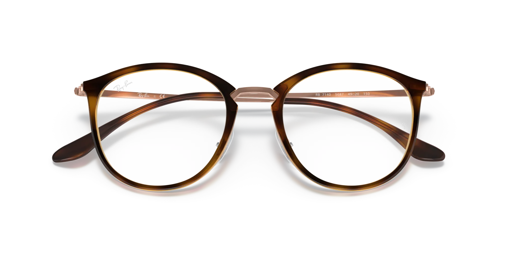Ray - Ban RX7140 5687 Montature da vista Iniettato Marrone Trasparente Pantos Normale - immagine 2