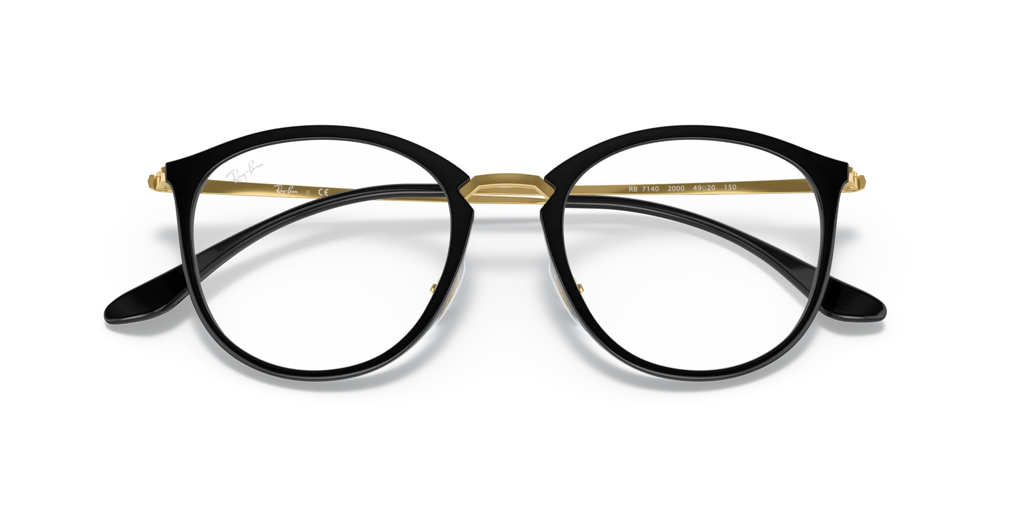 Ray - Ban RX7140 2000 Montature da vista Iniettato Nero Trasparente Pantos Normale - immagine 2