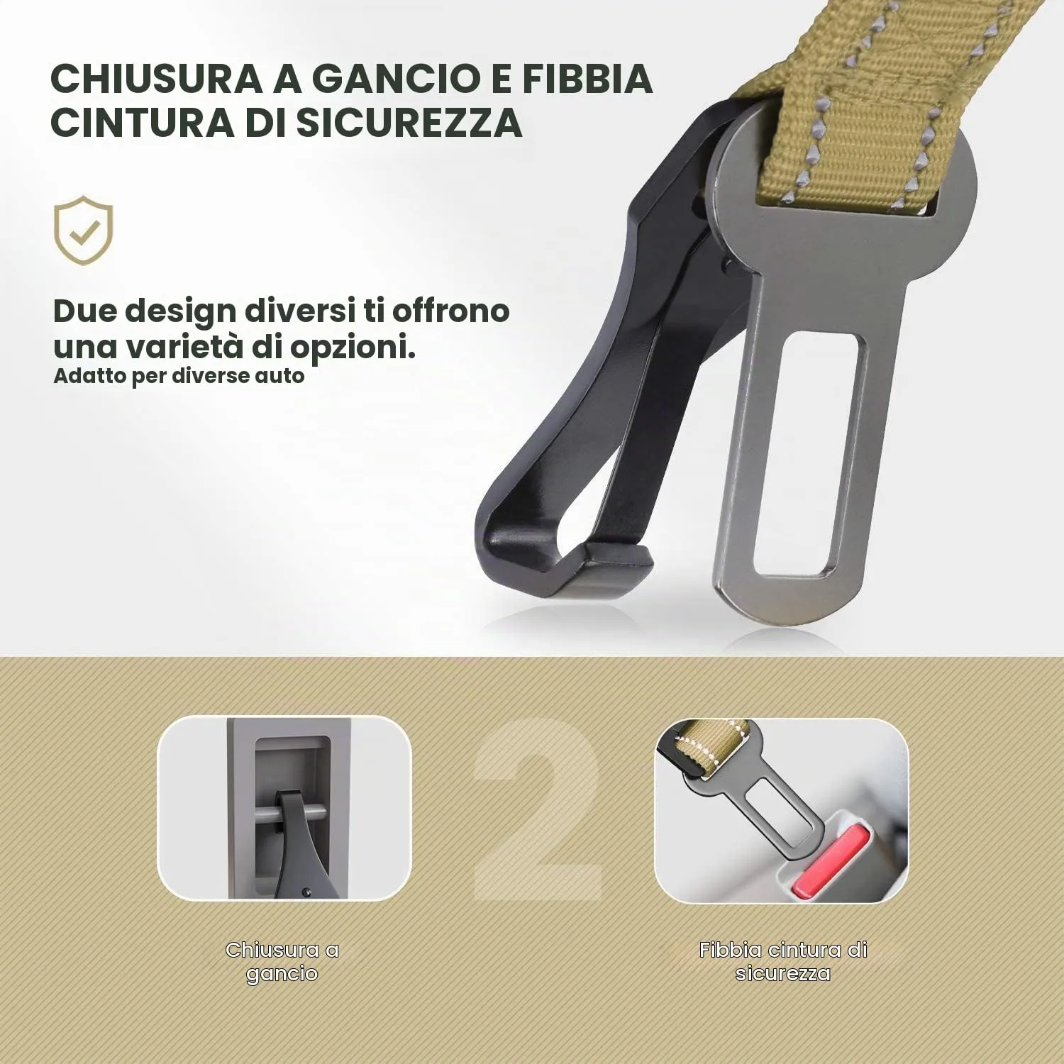 Iokheira Cintura di Sicurezza per Cani, 3 in 1 Multifunzione Cintura Sicurezza Cani, Cablaggio Elastico di Sicurezza Riflettente Regolabile (verde) - immagine 2