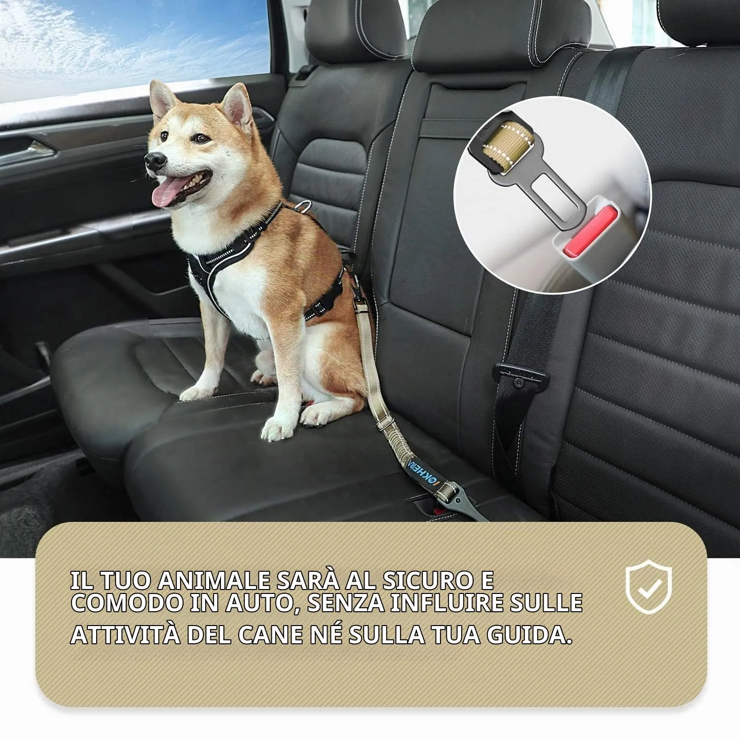 Iokheira Cintura di Sicurezza per Cani, 3 in 1 Multifunzione Cintura Sicurezza Cani, Cablaggio Elastico di Sicurezza Riflettente Regolabile (verde) - immagine 7