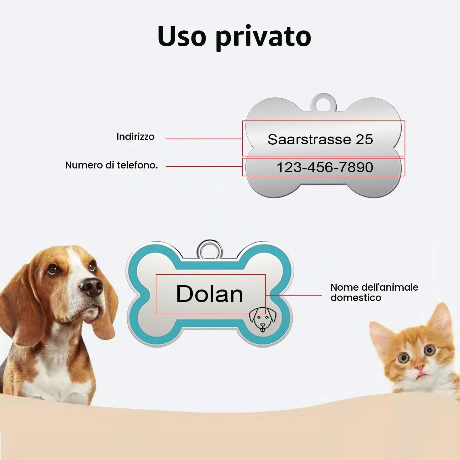 CGFN Ciotole Personalizzate per Cani e Gatti con Nome, Stazione di Alimentazione con Base in Bambù - Testo Personalizzabile (Con Piastrine) - immagine 3