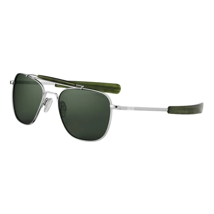 Randolph Engineering Uomo AT002 Bright chrome Occhiali da sole outlet Metallo Argento Verde Squadrata Polarizzata - immagine 1