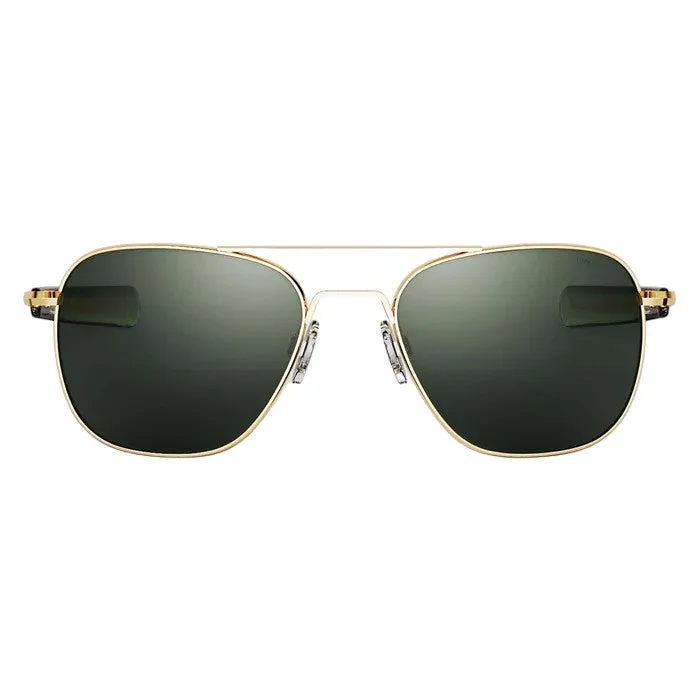 Randolph Engineering Unisex AF106 Gold 23k Occhiali da sole outlet Metallo Oro Verde Squadrata Normale - immagine 2