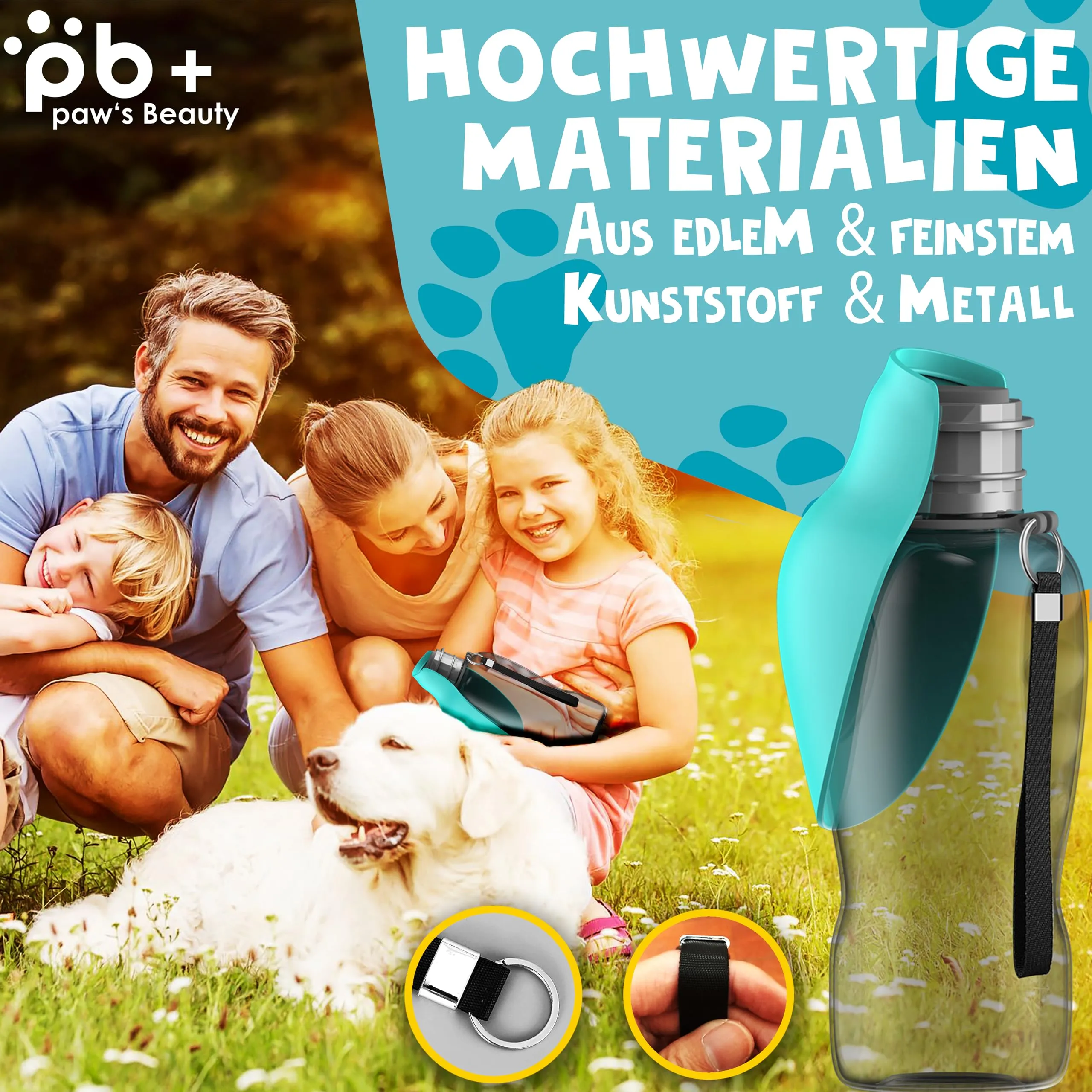 Paws Elegance Prova di Perdite Borraccia Cane Portatile da 800ml per il Viaggio | Incluso Contenitore per il Cibo e Spazzolino da Denti | Premium Beverino per Cani - immagine 7