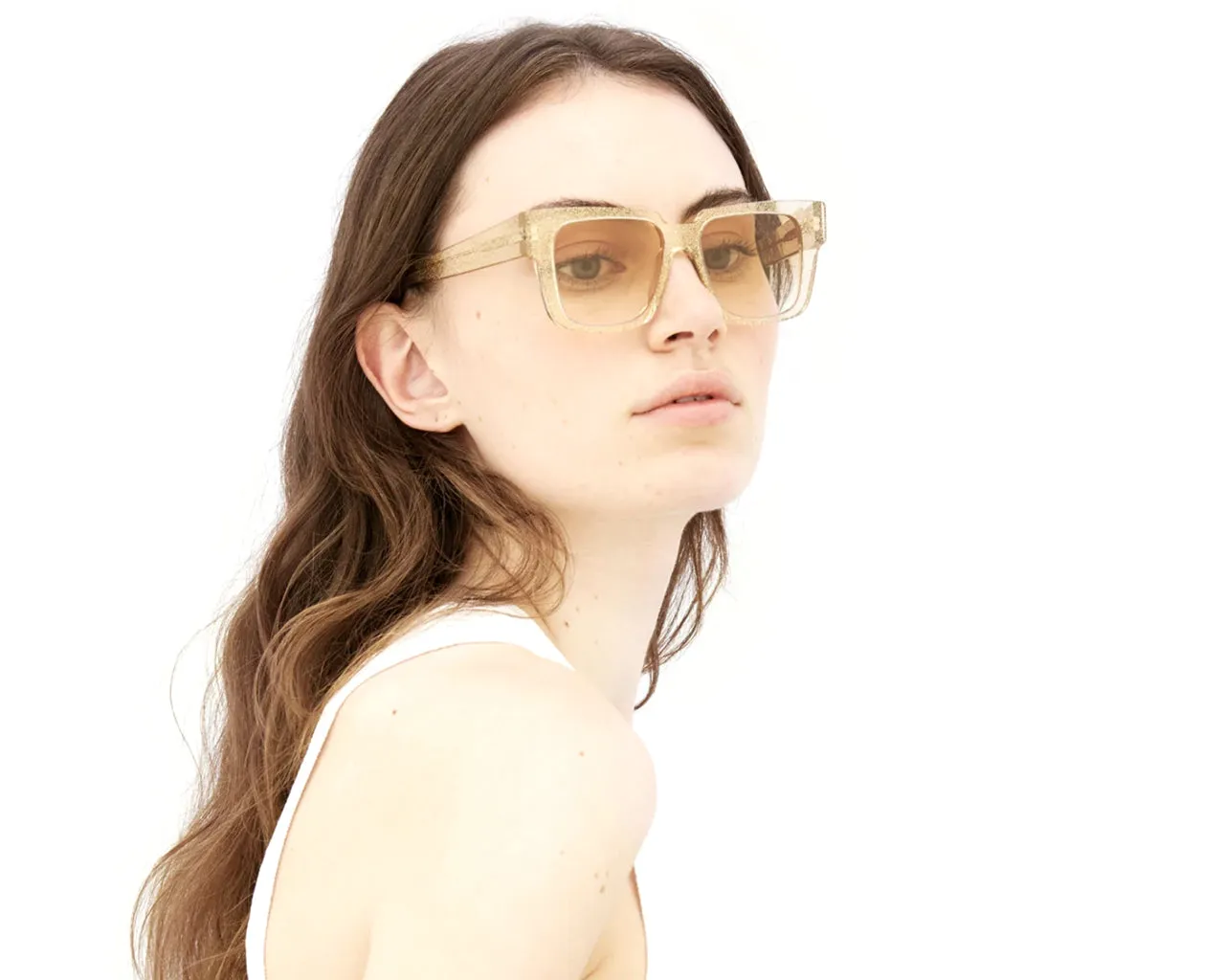 Agent Provocateur IGB Debie Crystal Glitter Occhiali da sole outlet Acetato Beige Marrone Squadrata Normale Sfumato - immagine 3