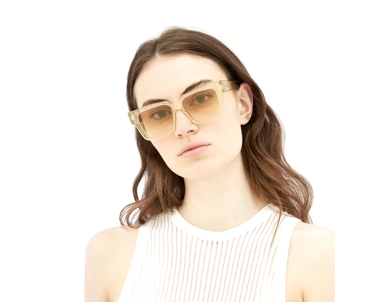 Agent Provocateur IGB Debie Crystal Glitter Occhiali da sole outlet Acetato Beige Marrone Squadrata Normale Sfumato - immagine 4