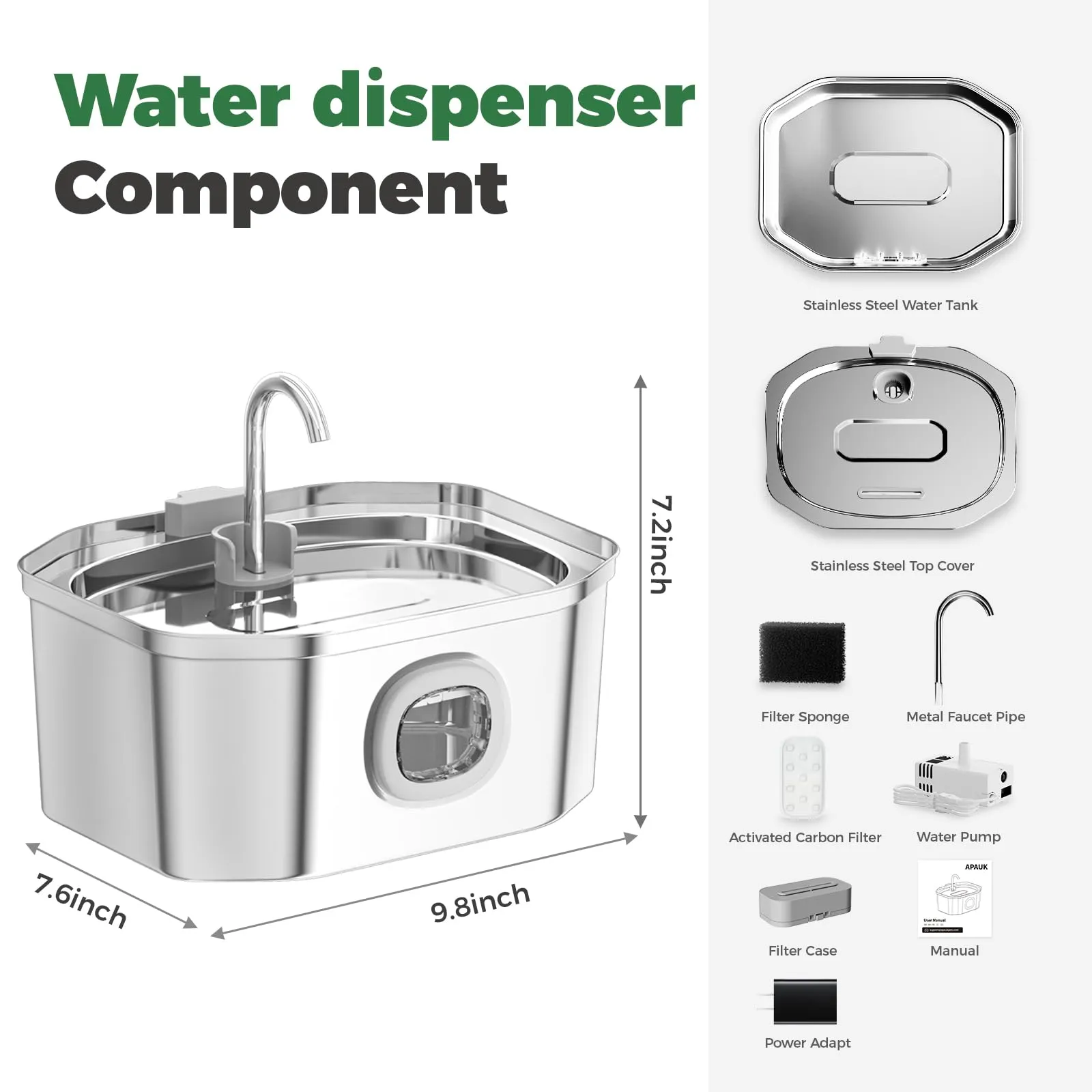 APAUK 3.2L Fontanella gatti+Fontanella+6 filtri+6 spugne - immagine 8