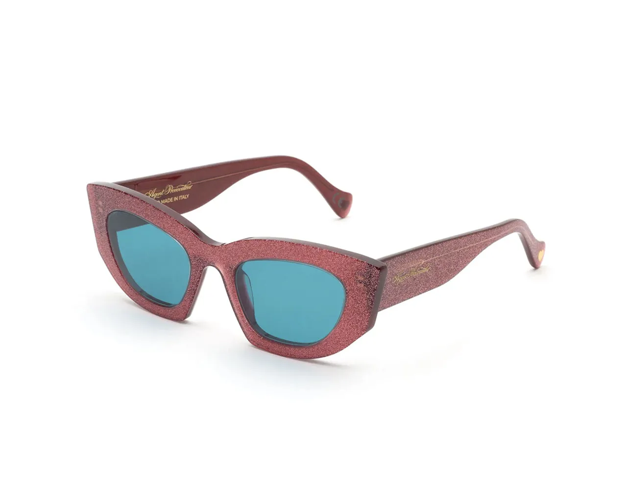 Agent Provocateur E99 Kitti Dark Pink Glitter Occhiali da sole outlet Acetato Rosa Blu Cat Eye Normale - immagine 1