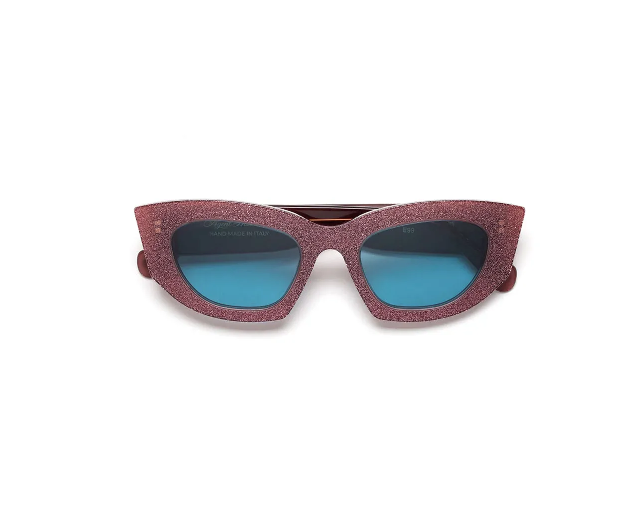 Agent Provocateur E99 Kitti Dark Pink Glitter Occhiali da sole outlet Acetato Rosa Blu Cat Eye Normale - immagine 2