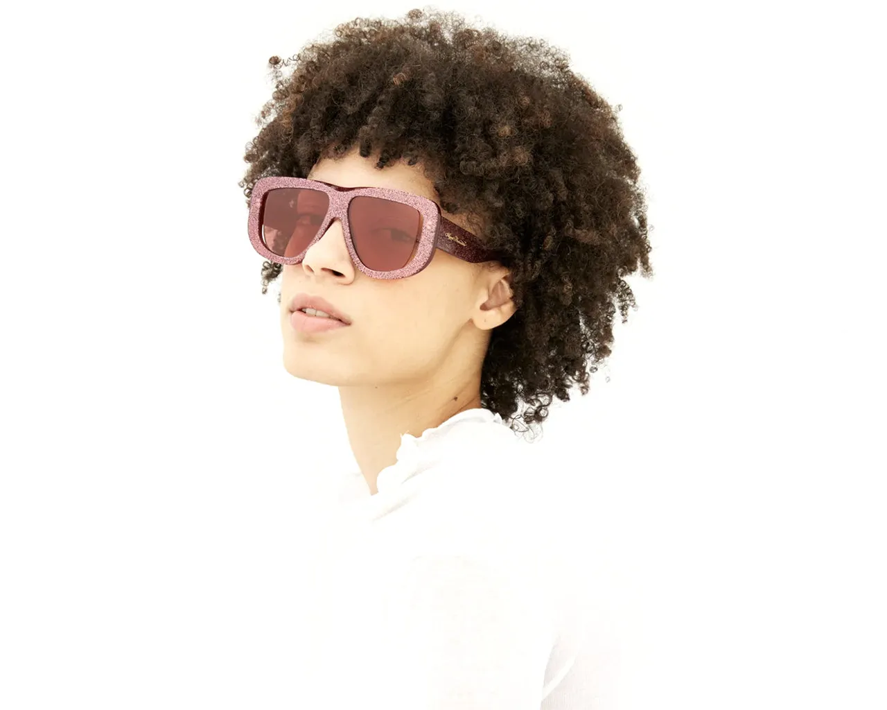 Agent Provocateur 17C Karley Dark Pink Glitter Occhiali da sole outlet Acetato Rosa Rosa Pilot Normale - immagine 3