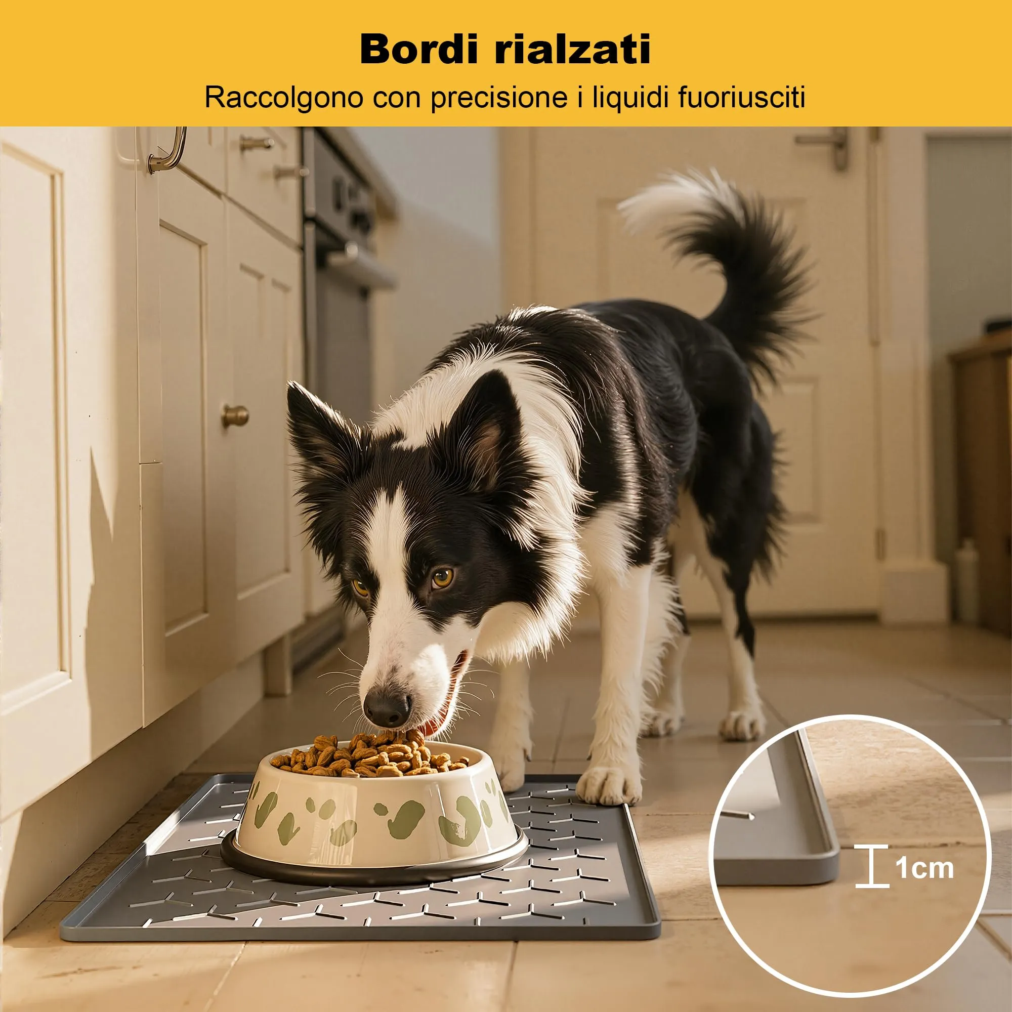 Pieviev Tappetino Ciotola Cani e Gatti, Silicone Alimentare, Grande 40x60cm - immagine 2