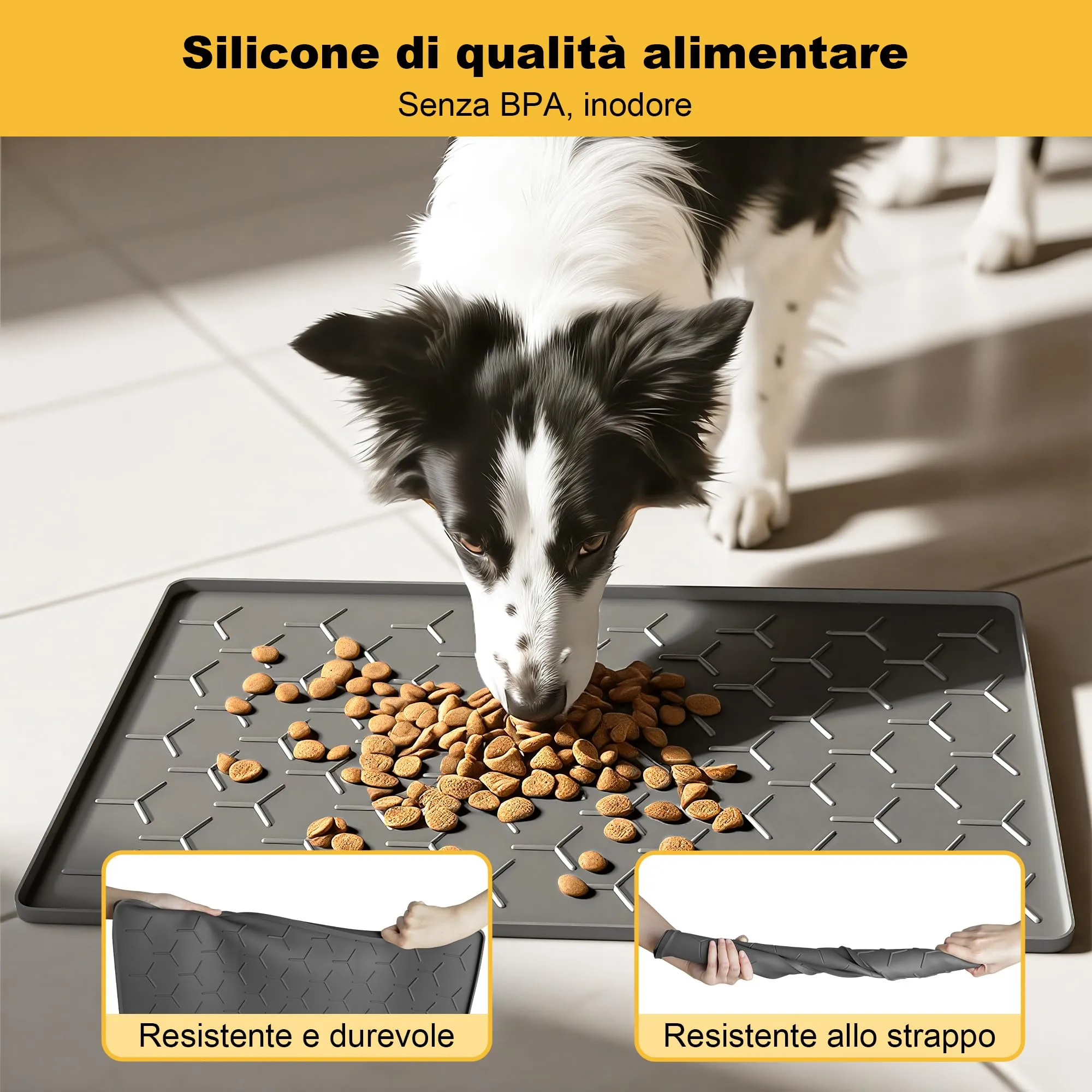 Pieviev Tappetino Ciotola Cani e Gatti, Silicone Alimentare, Grande 40x60cm - immagine 4