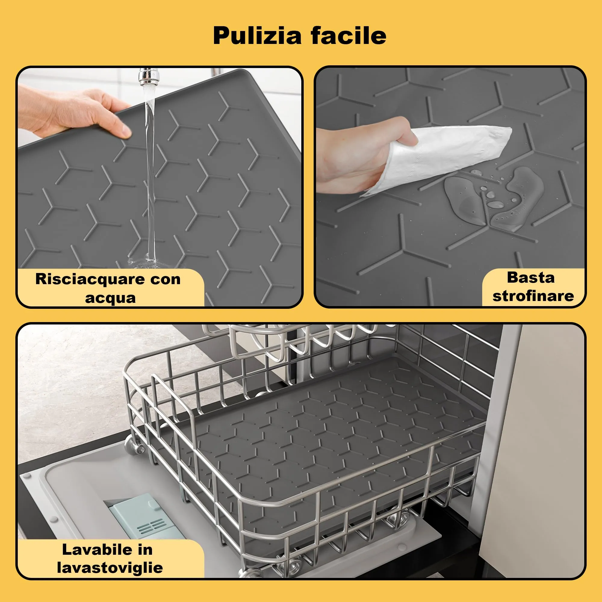 Pieviev Tappetino Ciotola Cani e Gatti, Silicone Alimentare, Grande 40x60cm - immagine 6