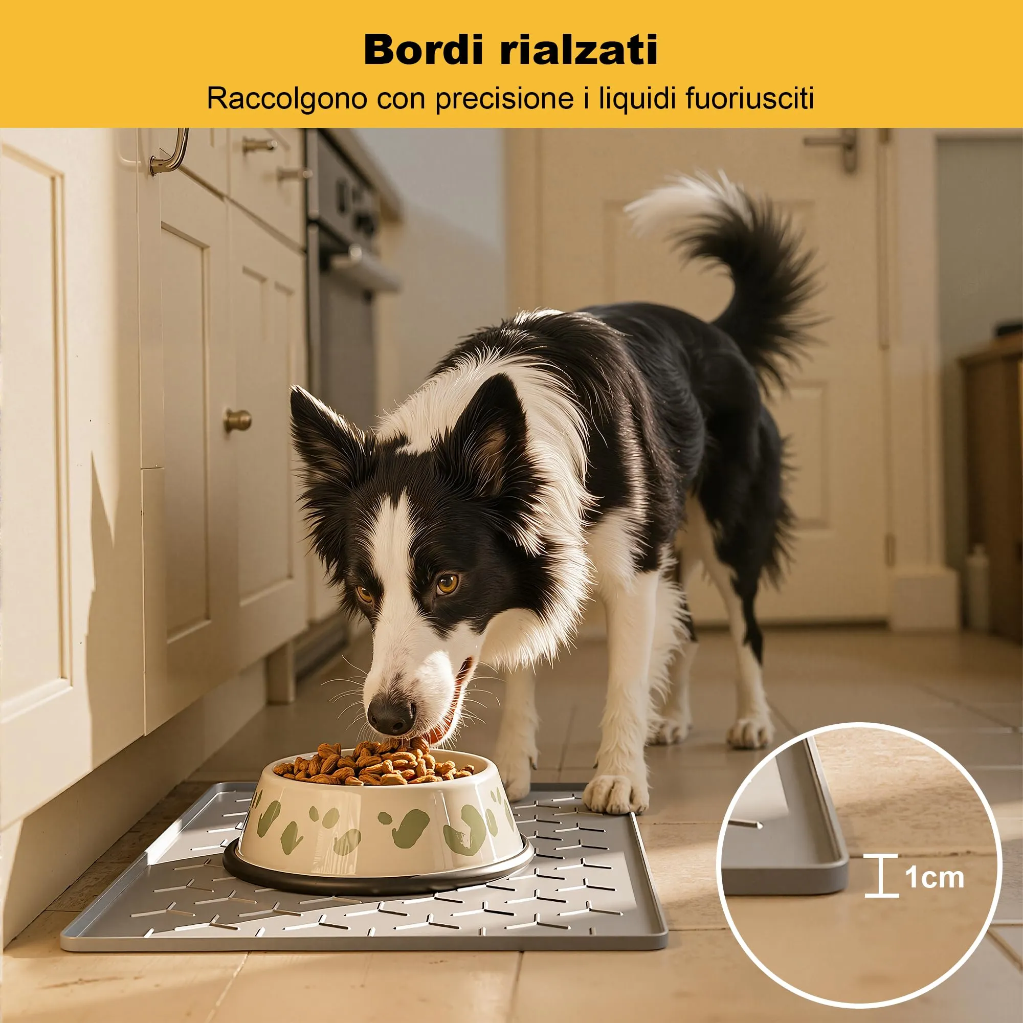 Pieviev Tappetino Ciotola Cani e Gatti, Silicone Alimentare, Grande 40x60cm - immagine 2