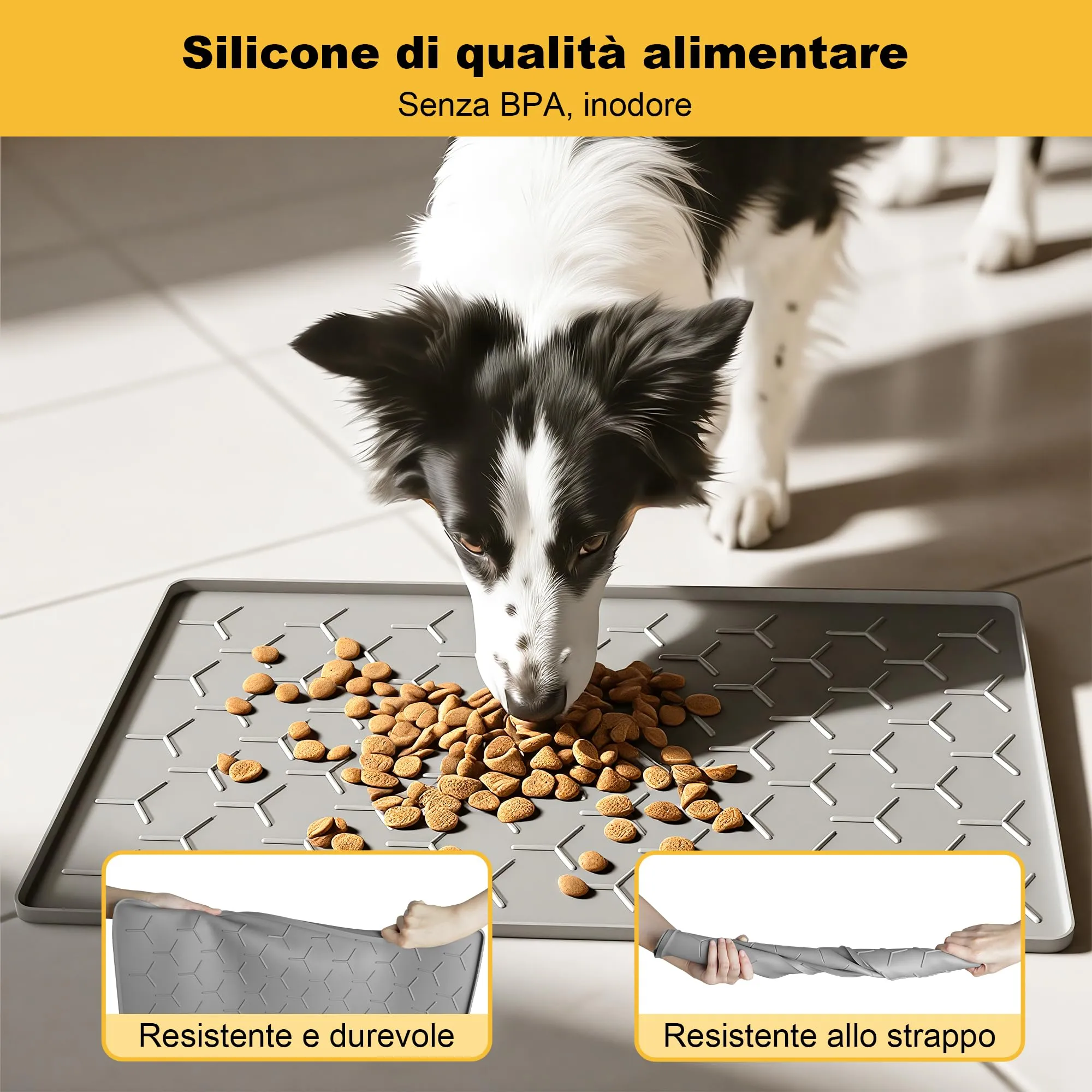 Pieviev Tappetino Ciotola Cani e Gatti, Silicone Alimentare, Grande 40x60cm - immagine 3