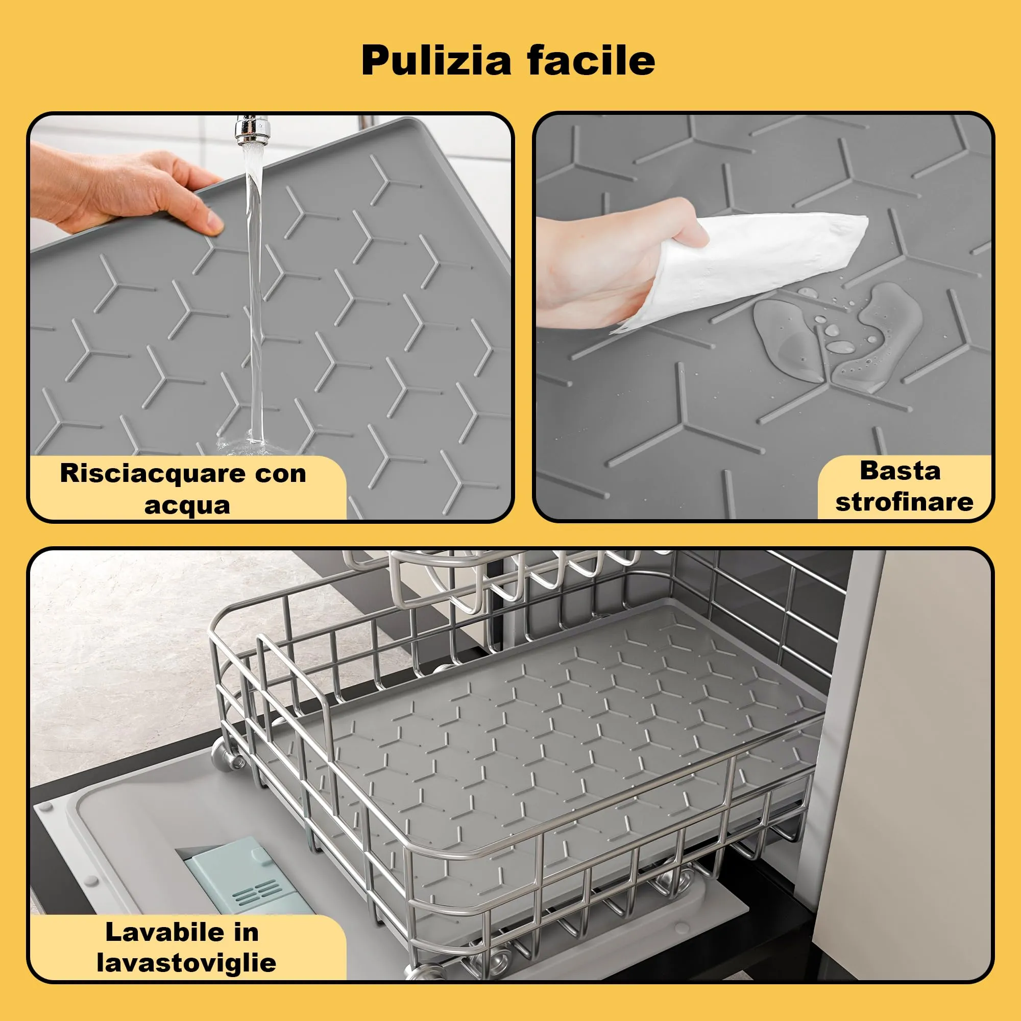 Pieviev Tappetino Ciotola Cani e Gatti, Silicone Alimentare, Grande 40x60cm - immagine 4