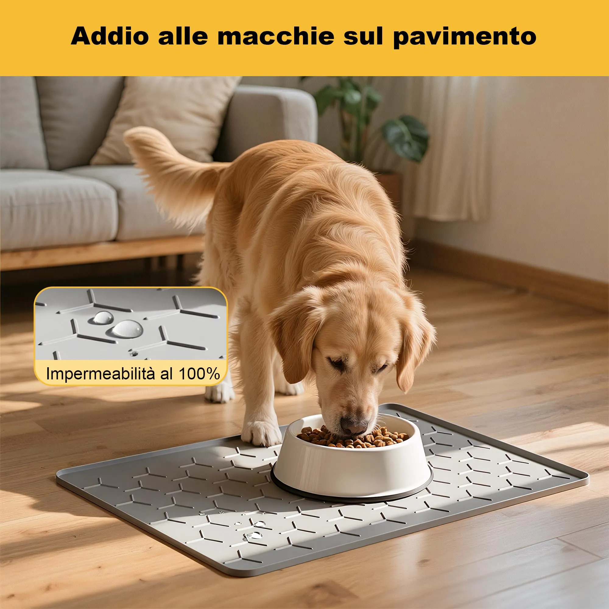 Pieviev Tappetino Ciotola Cani e Gatti, Silicone Alimentare, Grande 40x60cm - immagine 5