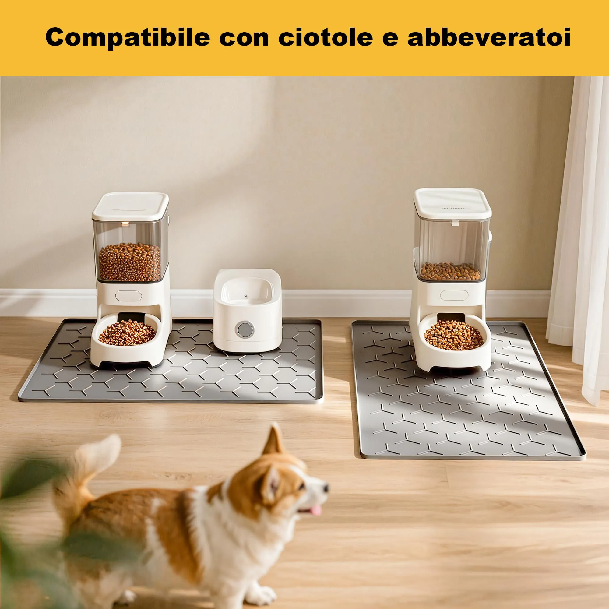 Pieviev Tappetino Ciotola Cani e Gatti, Silicone Alimentare, Grande 40x60cm - immagine 7