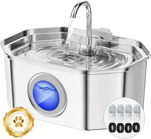 APAUK 3.2 L Fontanella per gatti in acciaio inossidabile (4 filtri) - immagine 1