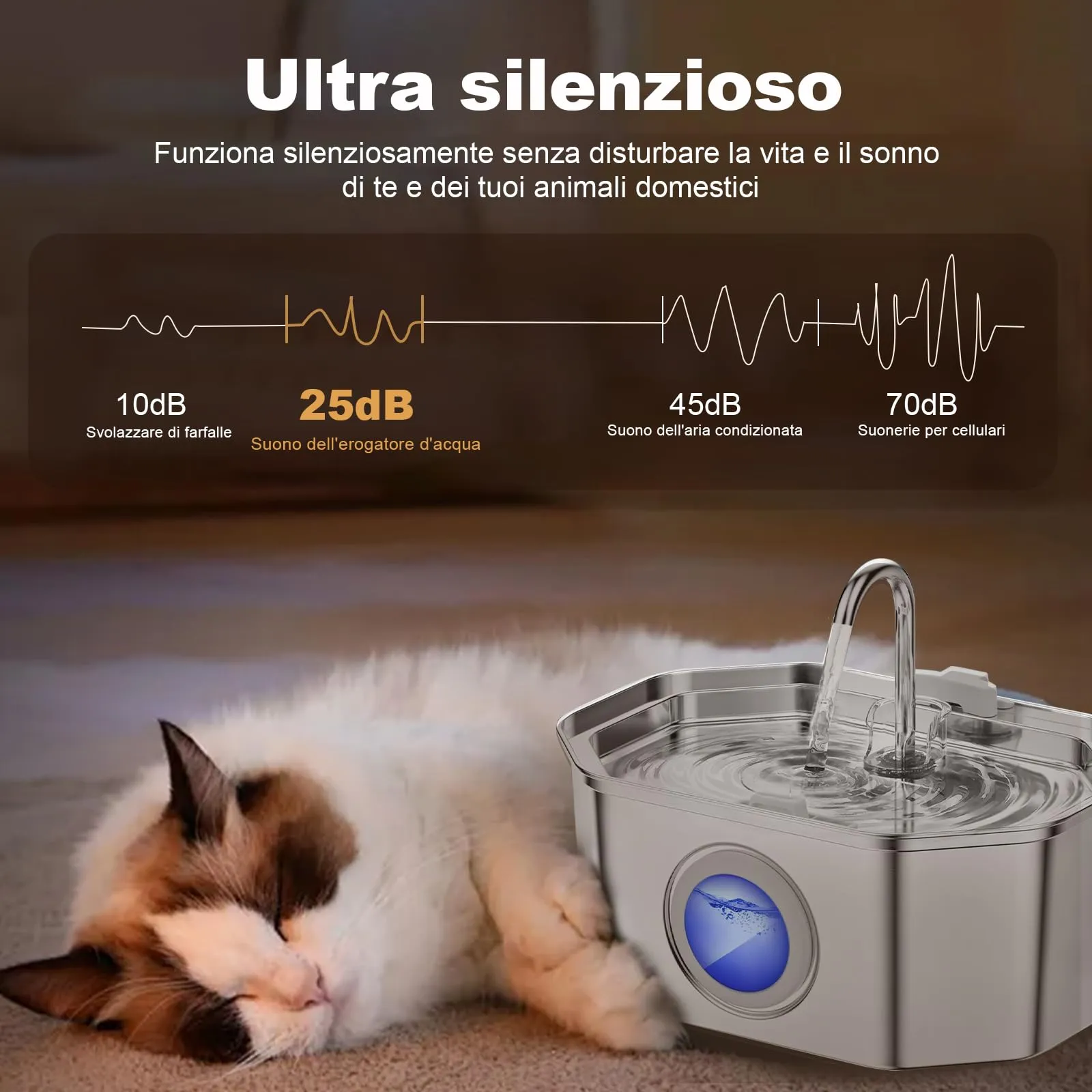APAUK 3.2 L Fontanella per gatti in acciaio inossidabile (4 filtri) - immagine 2