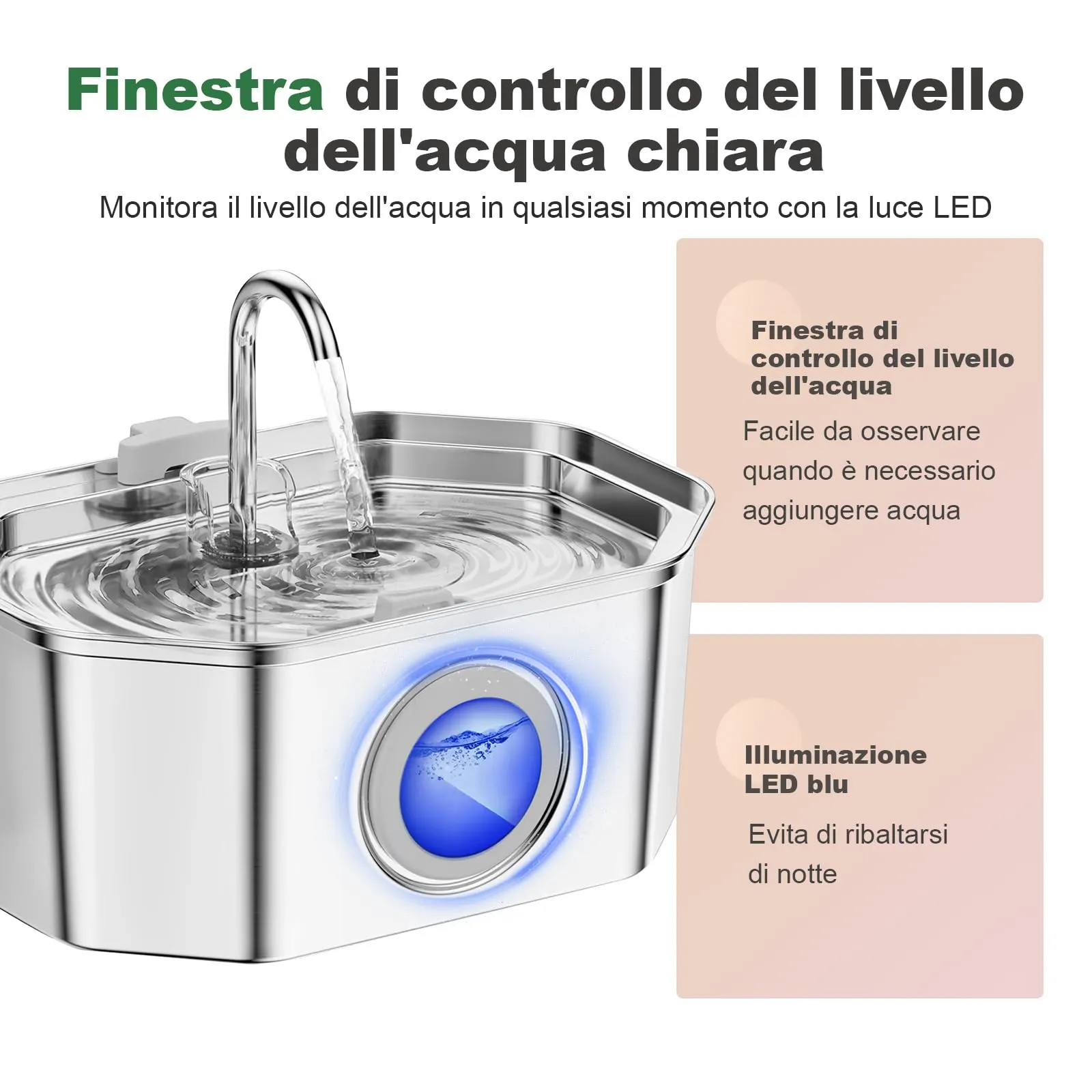 APAUK 3.2 L Fontanella per gatti in acciaio inossidabile (4 filtri) - immagine 5