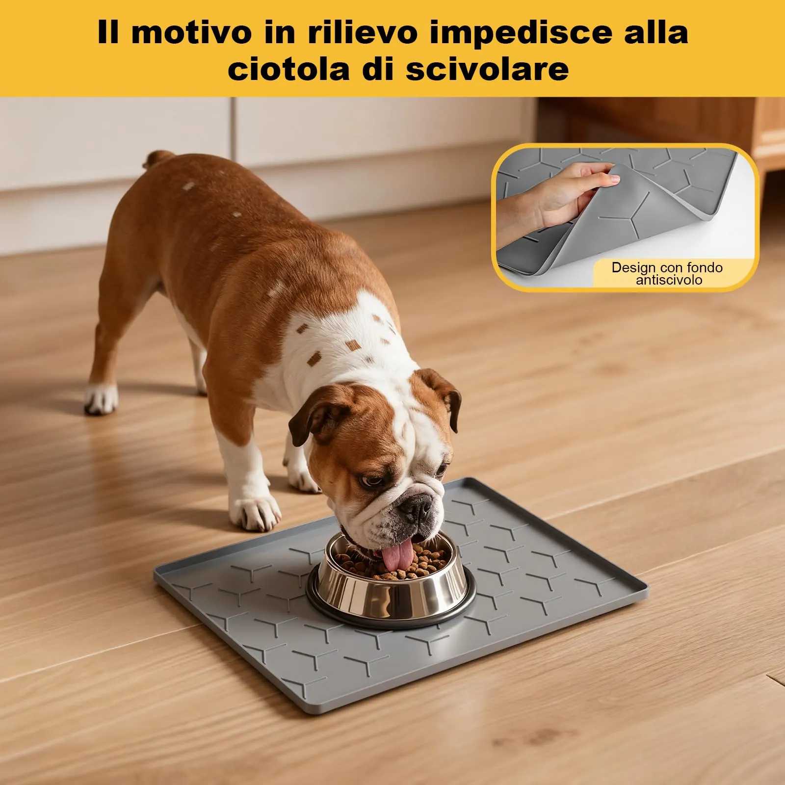 Pieviev Tappetino Ciotola per Cani e Gatti, Silicone Alimentare 30x40cm - immagine 2