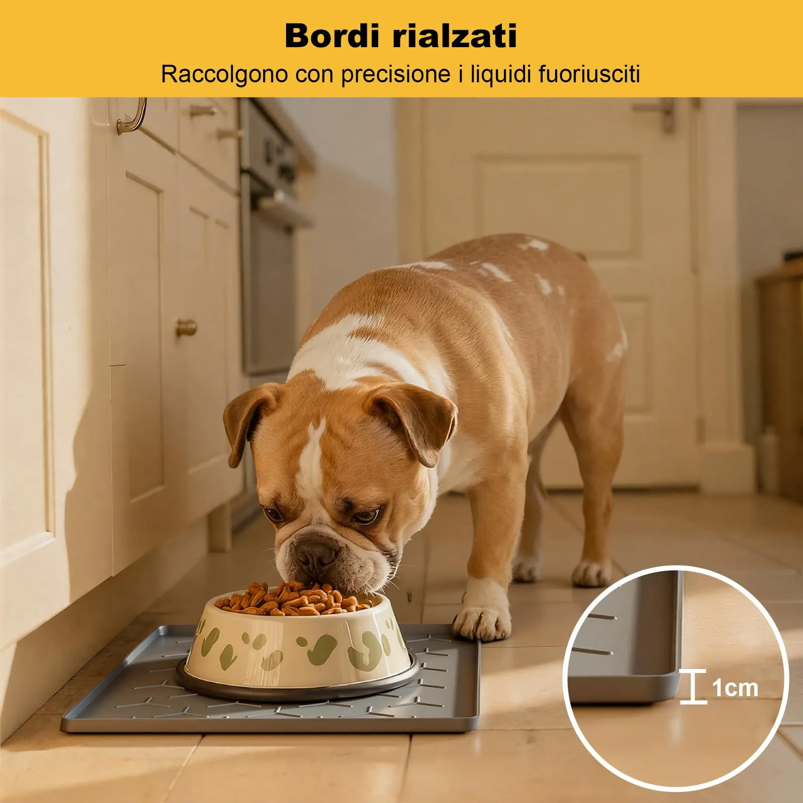 Pieviev Tappetino Ciotola per Cani e Gatti, Silicone Alimentare 30x40cm - immagine 3