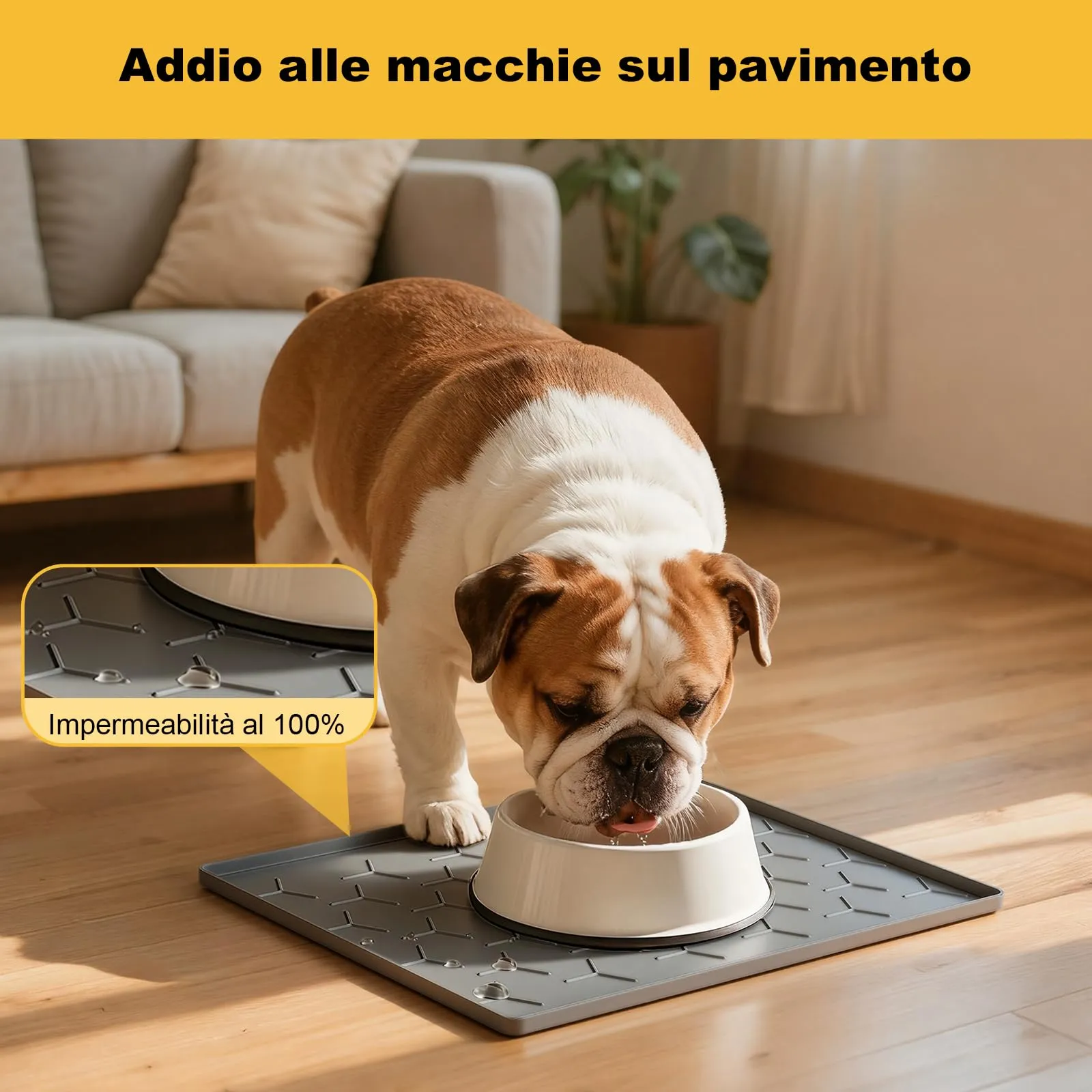 Pieviev Tappetino Ciotola per Cani e Gatti, Silicone Alimentare 30x40cm - immagine 5