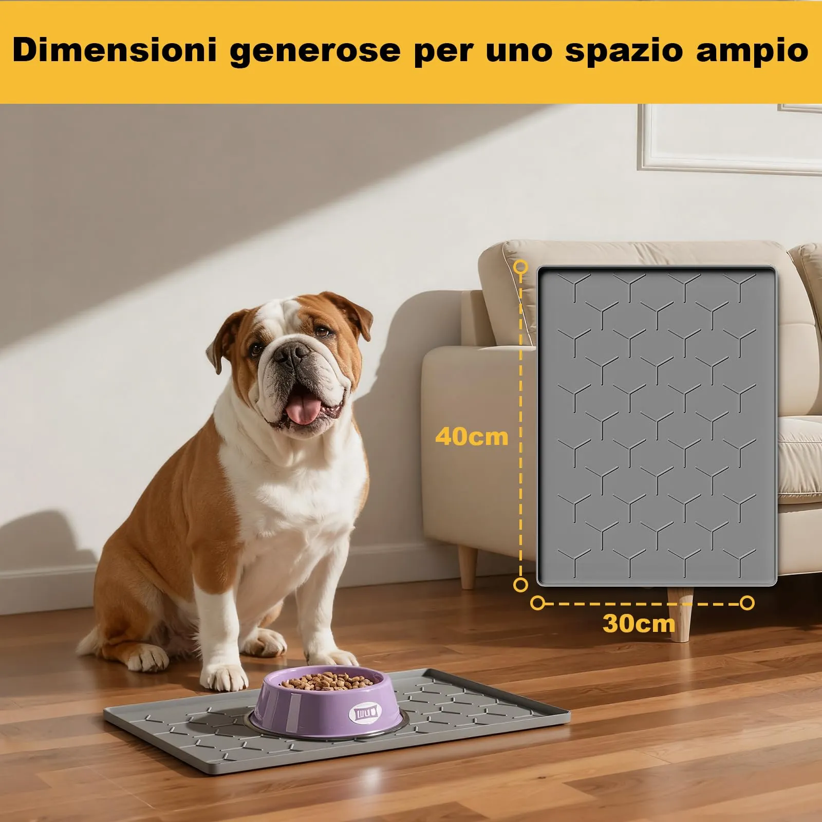 Pieviev Tappetino Ciotola per Cani e Gatti, Silicone Alimentare 30x40cm - immagine 6