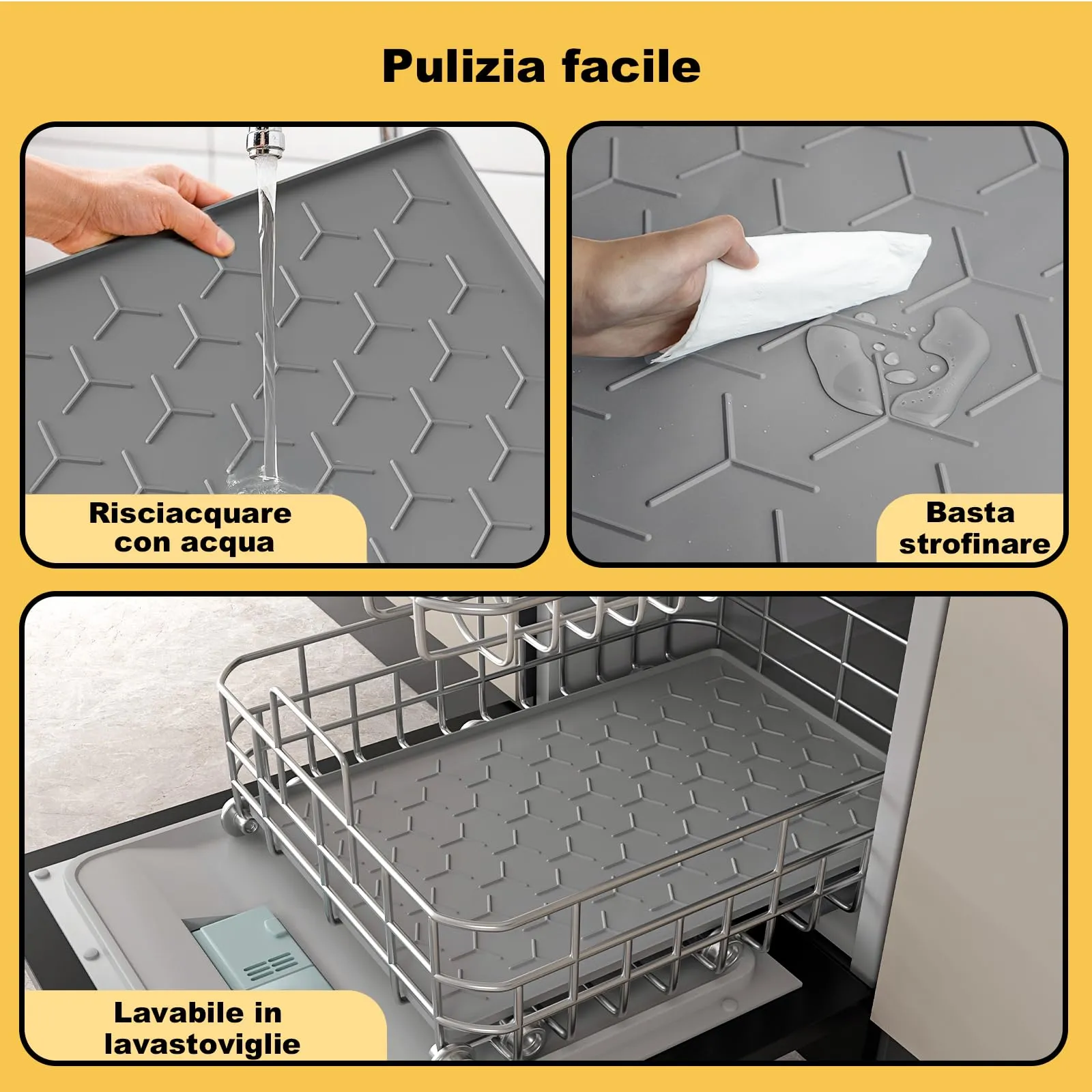Pieviev Tappetino Ciotola per Cani e Gatti, Silicone Alimentare 30x40cm - immagine 7