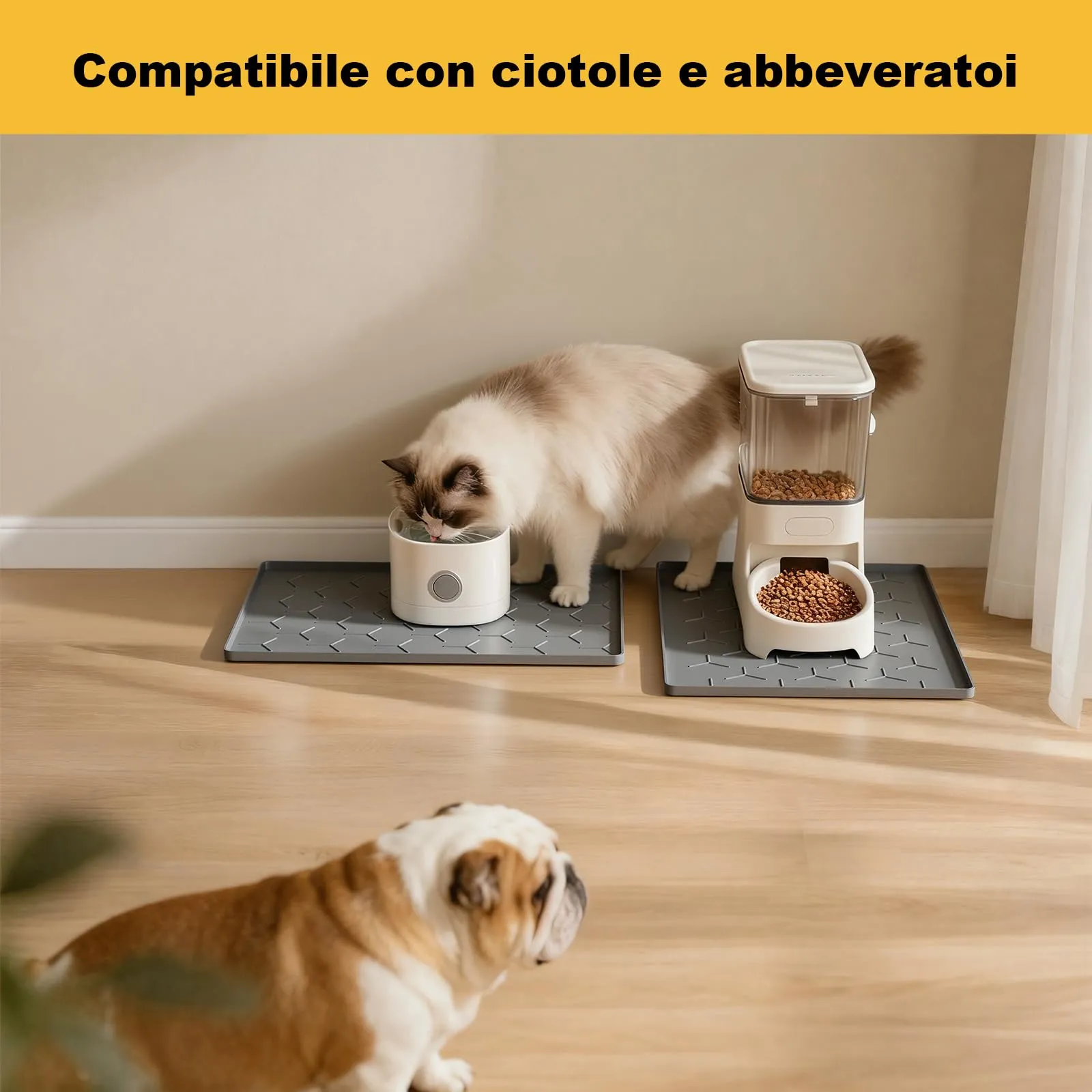 Pieviev Tappetino Ciotola per Cani e Gatti, Silicone Alimentare 30x40cm - immagine 8