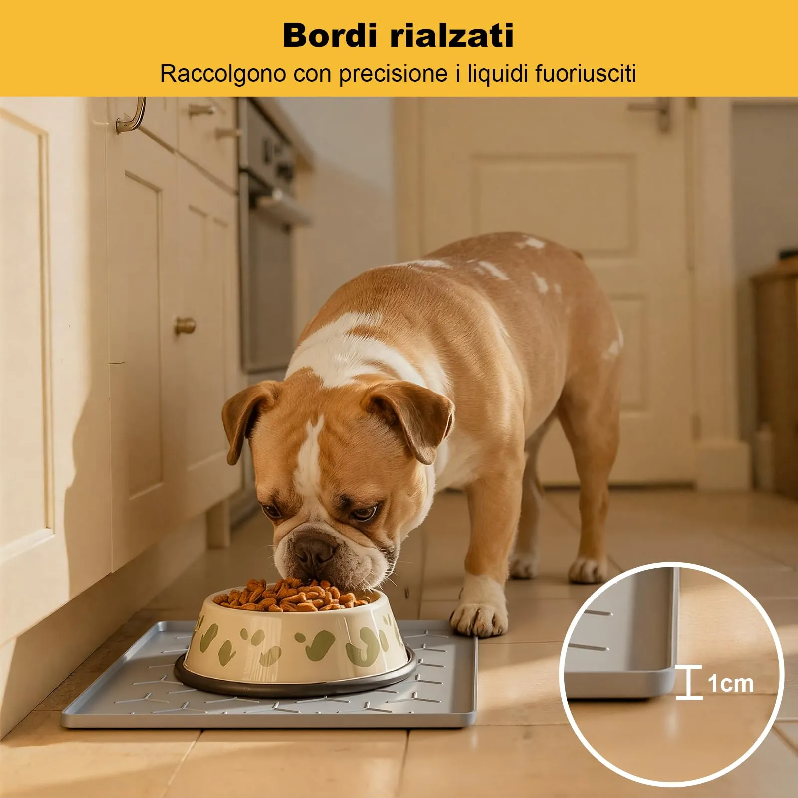 Pieviev Tappetino Ciotola per Cani e Gatti, Silicone Alimentare 30x40cm - immagine 2