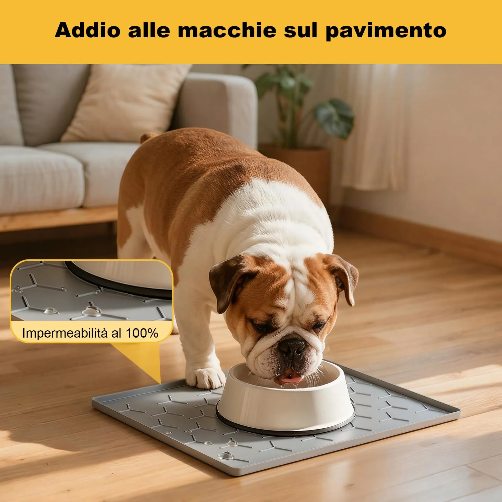 Pieviev Tappetino Ciotola per Cani e Gatti, Silicone Alimentare 30x40cm - immagine 4
