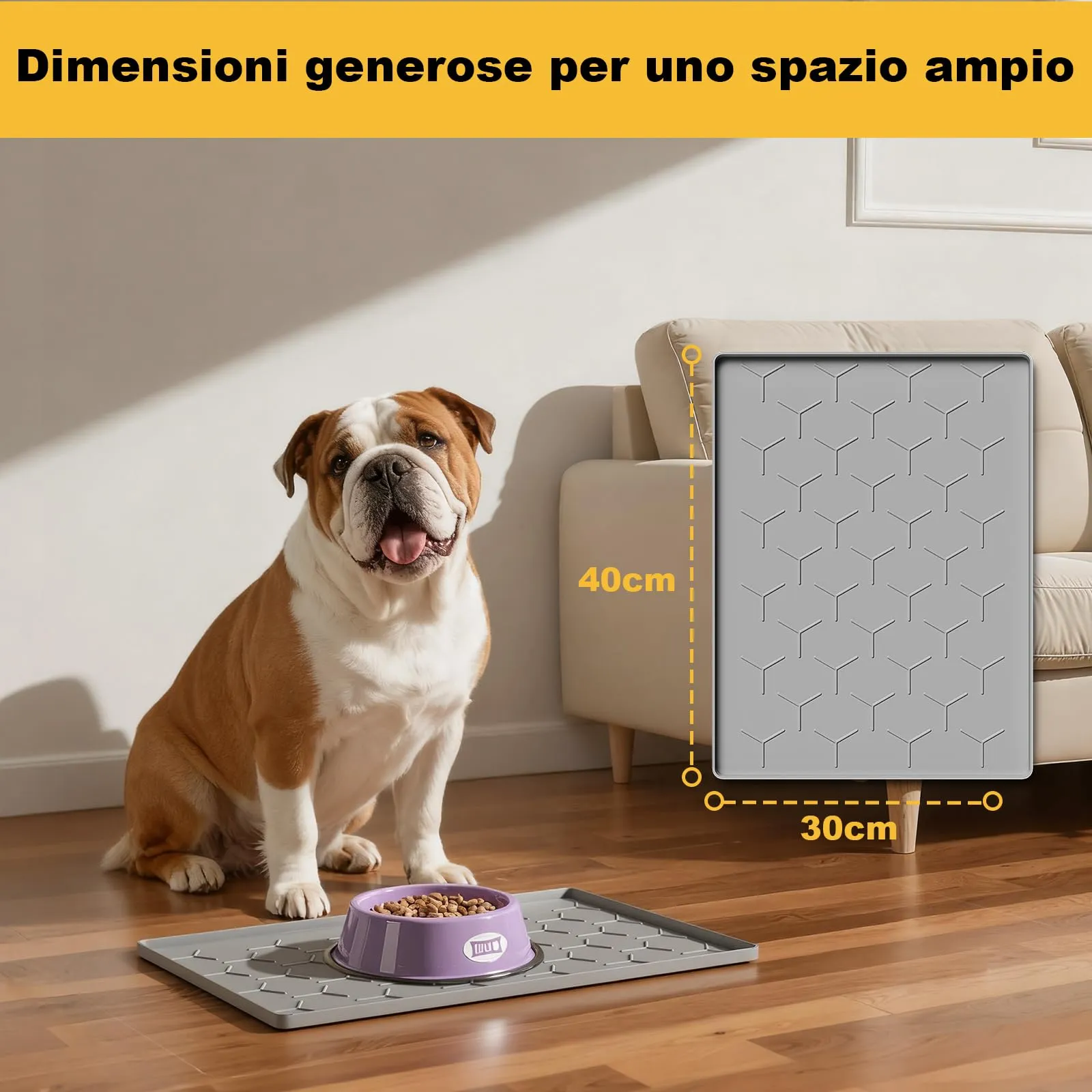 Pieviev Tappetino Ciotola per Cani e Gatti, Silicone Alimentare 30x40cm - immagine 5